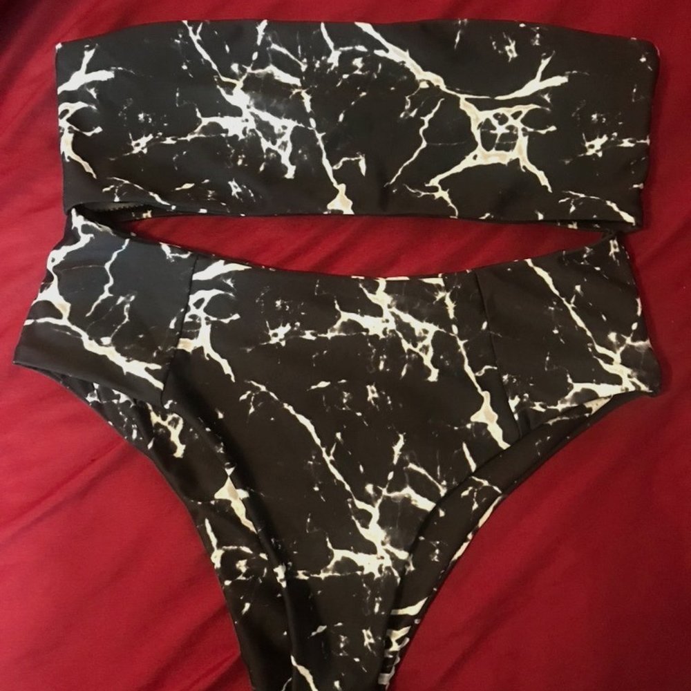 Black Marbel Bathing Suit Size XS S